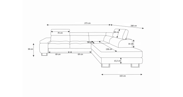 Rohová sedačka LAING L, pravá, zelená