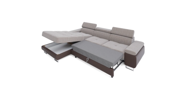 Rohová sedačka LAING MINI, levá, cappuccino/hnědá