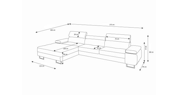 Rohová sedačka LAING MINI, levá, světle šedá/bílá