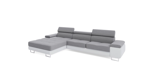 Rohová sedačka LAING MINI, levá, světle šedá/bílá