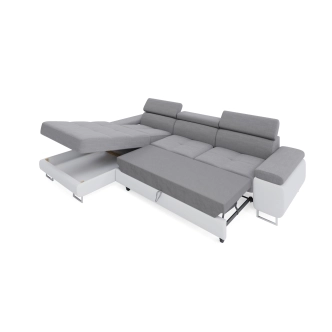 Rohová sedačka LAING MINI, levá, světle šedá/bílá