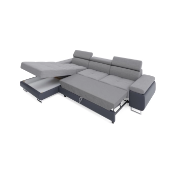 Rohová sedačka LAING MINI, levá, světle šedá/černá