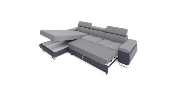 Rohová sedačka LAING MINI, levá, světle šedá/černá