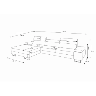 Rohová sedačka LAING MINI, levá, tmavě šedá/bílá