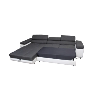 Rohová sedačka LAING MINI, levá, tmavě šedá/bílá