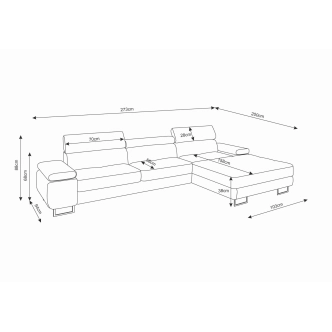 Rohová sedačka LAING MINI, pravá, cappuccino/hnědá