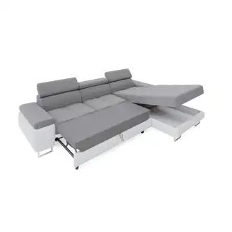 Rohová sedačka LAING MINI, pravá, světle šedá/bílá