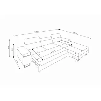 Rohová sedačka LAING MINI, pravá, světle šedá/černá