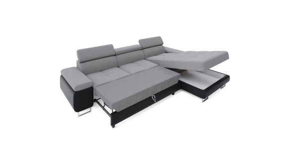 Rohová sedačka LAING MINI, pravá, světle šedá/černá