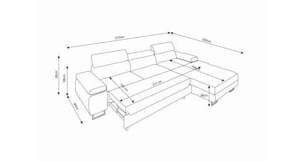 Rohová sedačka LAING MINI, pravá, světle šedá/šedá