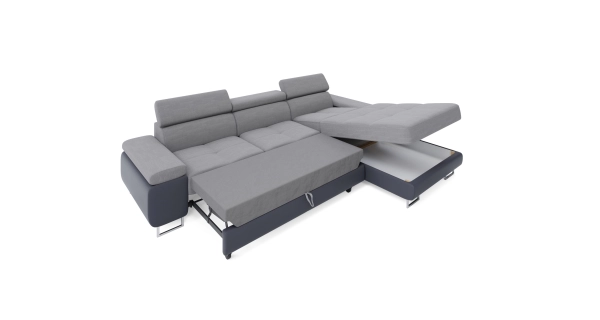 Rohová sedačka LAING MINI, pravá, světle šedá/šedá