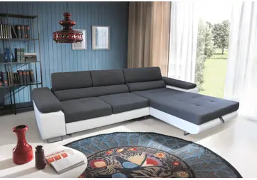 Rohová sedačka LAING MINI, pravá, tmavě šedá/bílá
