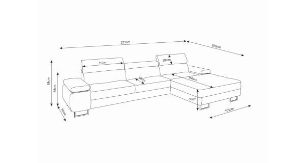 Rohová sedačka LAING MINI, pravá, tmavě šedá/bílá