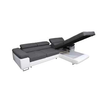 Rohová sedačka LAING MINI, pravá, tmavě šedá/bílá