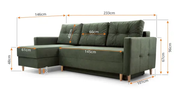 Rohová sedačka LALITA, zelená, levá