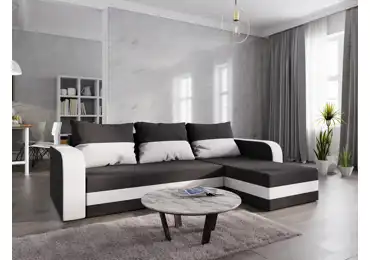 Rohová sedačka LEFHET BIS, černá látka/bílá látka