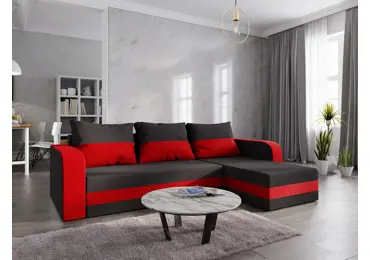Rohová sedačka LEFHET BIS, černá látka/červená látka