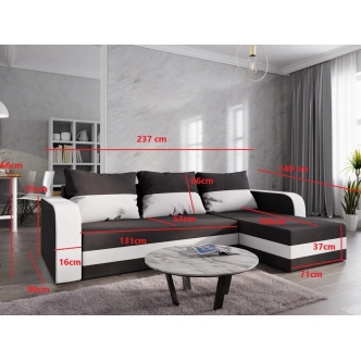 Rohová sedačka LEFHET BIS, hnědá látka/béžová látka