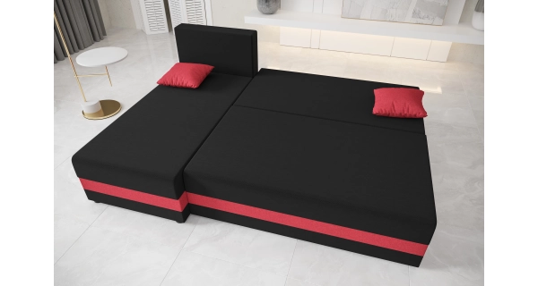 Rohová sedačka LEFHET, černá/červená