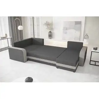 Rohová sedačka LEFHET LONG, levá, hnědá/béžová