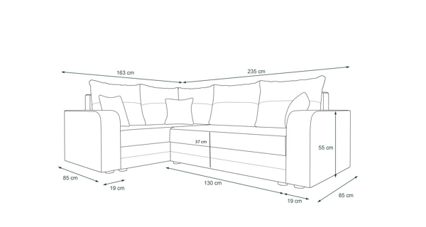 Rohová sedačka LEFHET PLUS, levá, hnědá/béžová
