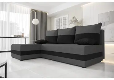 Rohová sedačka LEFHET, tmavě šedá/černá