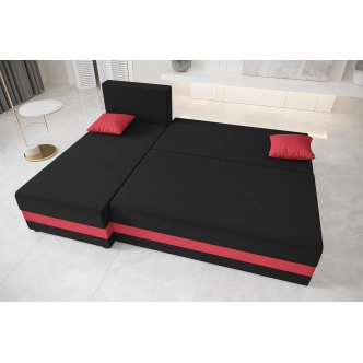 Rohová sedačka LEFHET, tmavě šedá/černá