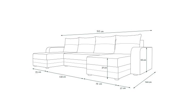 Rohová sedačka LEFHET U BIS, černá/tmavě šedá