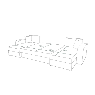 Rohová sedačka LEFHET U BIS, tmavě šedá/černá