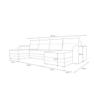 Rohová sedačka LEFHET U BIS, tmavě šedá/světle šedá