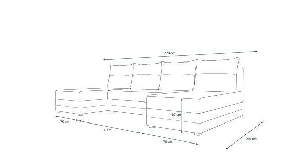 Rohová sedačka LEFHET U, tmavě šedá/černá