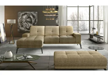 Rohová sedačka LITHOPS 03, hnědá látka, levá