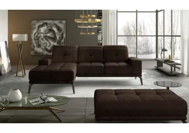 Rohová sedačka LITHOPS 05, hnědá látka, levá