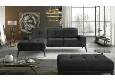 Rohová sedačka LITHOPS 08, tmavě šedá látka, levá