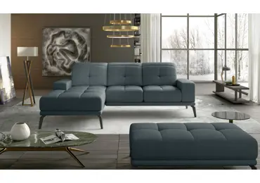 Rohová sedačka LITHOPS 10, šedomodrá látka, levá