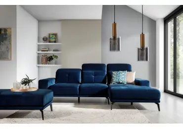 Rohová sedačka LITHOPS 18, modrá látka, pravá