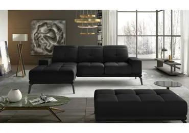 Rohová sedačka LITHOPS 22, černá látka, levá