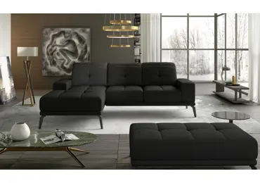 Rohová sedačka LITHOPS 27, černá látka, levá