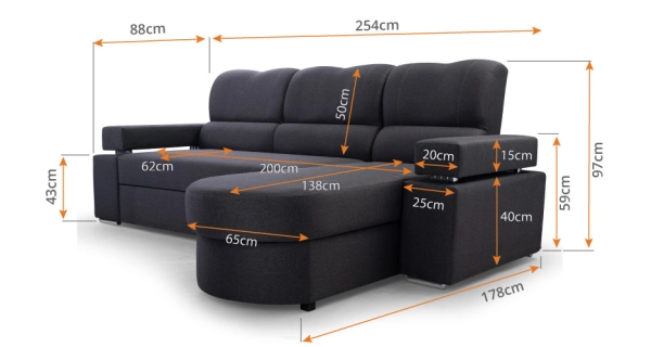 Rohová sedačka MAKANI, tmavě šedá/světle šedá, levá