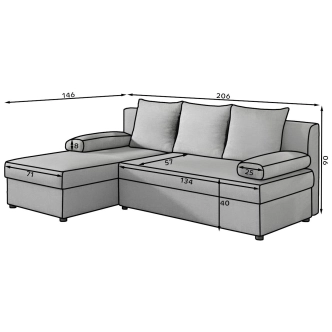 Rohová sedačka MARGATE 01, tmavě šedá látka