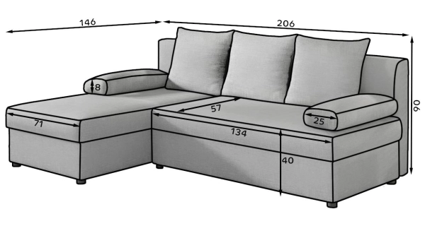 Rohová sedačka MARGATE 01, tmavě šedá látka
