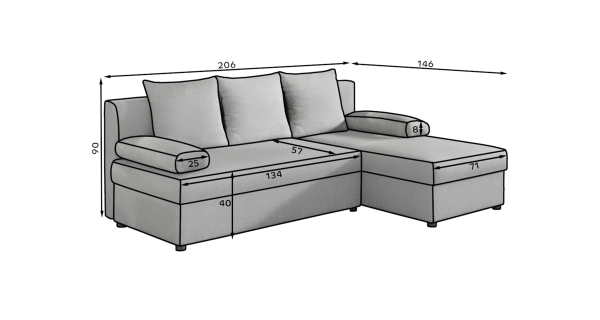 Rohová sedačka MARGATE 01, tmavě šedá látka