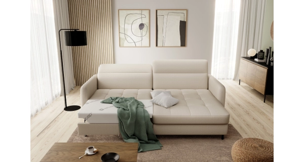 Rohová sedačka MEESAPUL, pravá, béžová látka