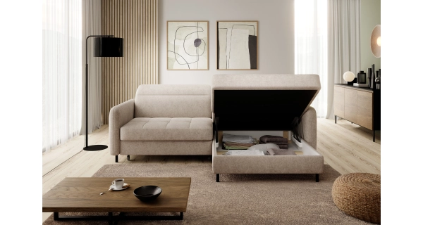 Rohová sedačka MEESAPUL, pravá, béžová látka