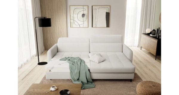 Rohová sedačka MEESAPUL, pravá, krémová látka