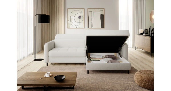 Rohová sedačka MEESAPUL, pravá, krémová látka