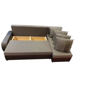 Rohová sedačka MENKET 2, černá látka/bílá ekokůže