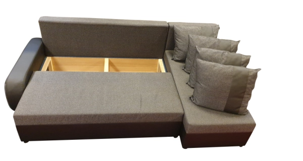 Rohová sedačka MENKET 2, černá látka/bílá ekokůže