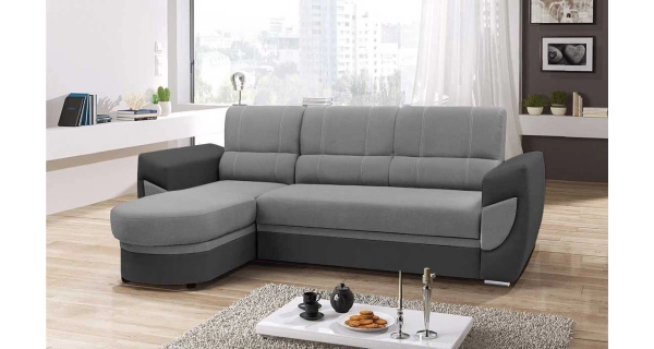 Rohová sedačka MICRANTEA, světle šedá/tmavě šedá, levá