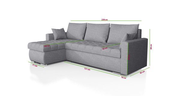 Rohová sedačka MIRABILIS, světle šedá látka M83